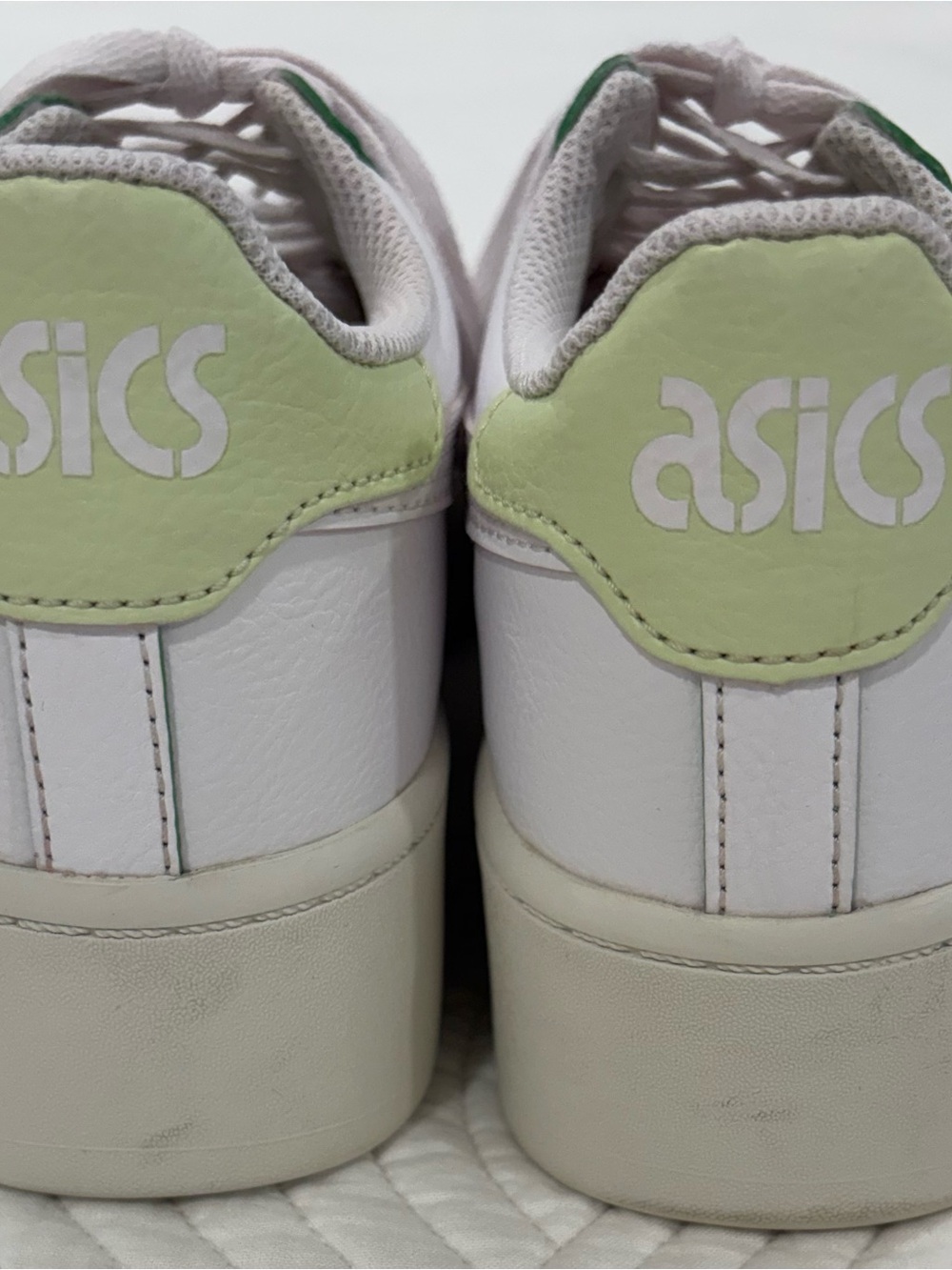 ASICS Women's Japan Platform Casual Sneakers in White with Matcha Accent sz8